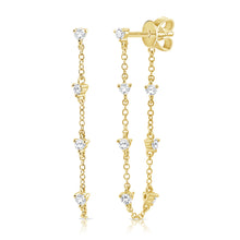 Load image into Gallery viewer, 14k Gold &amp; Diamond Stud Chain Earrings