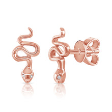 Load image into Gallery viewer, 14k Gold &amp; Diamond Snake Studs