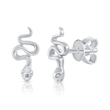 Load image into Gallery viewer, 14k Gold &amp; Diamond Snake Studs