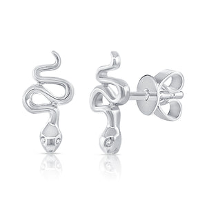 14k Gold & Diamond Snake Studs