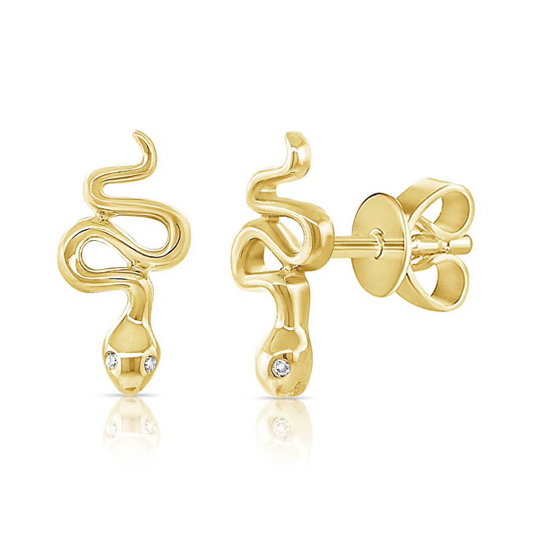 14k Gold & Diamond Snake Studs