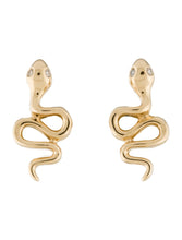 Load image into Gallery viewer, 14k Gold &amp; Diamond Snake Studs