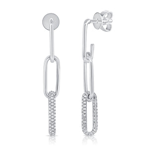 14k Gold & Diamond Paperclip Link Earrings