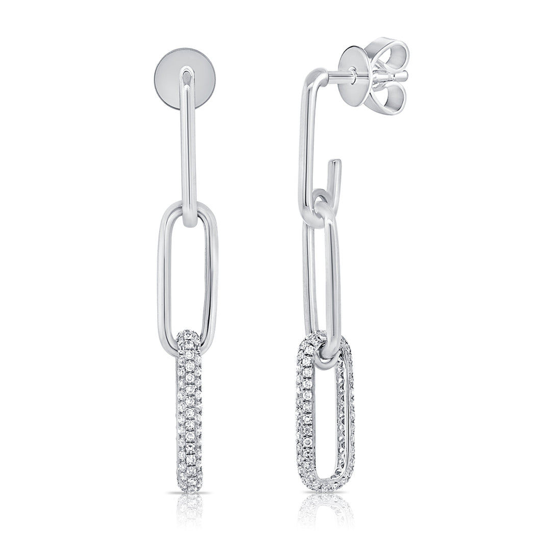 14k Gold & Diamond Paperclip Link Earrings