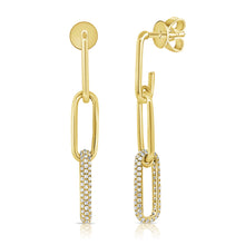Load image into Gallery viewer, 14k Gold &amp; Diamond Paperclip Link Earrings