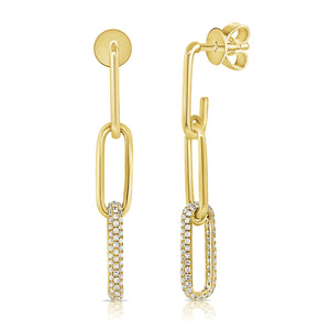 14k Gold & Diamond Paperclip Link Earrings