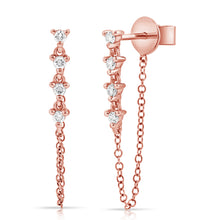 Load image into Gallery viewer, 14k Gold &amp; Diamond Stud Chain Earrings