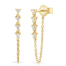 Load image into Gallery viewer, 14k Gold &amp; Diamond Stud Chain Earrings