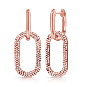 14k Gold & Diamond Paperclip Link Earrings
