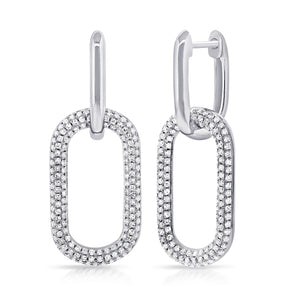 14k Gold & Diamond Paperclip Link Earrings