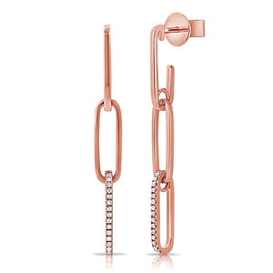 14k Gold & Diamond Drop Link Earrings