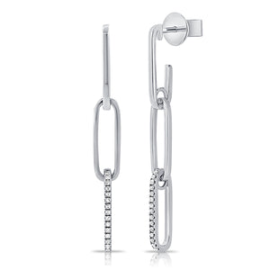 14k Gold & Diamond Drop Link Earrings