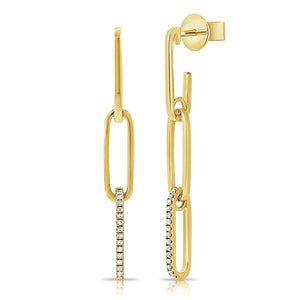 14k Gold & Diamond Drop Link Earrings