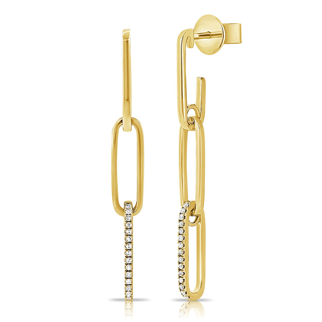 14k Gold & Diamond Drop Link Earrings