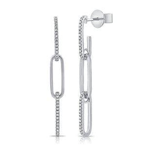 14k Gold & Diamond Paperclip Link Earrings