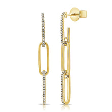 Load image into Gallery viewer, 14k Gold &amp; Diamond Paperclip Link Earrings
