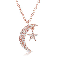 Load image into Gallery viewer, 14K Gold &amp; Diamond Moon &amp; Star Necklace