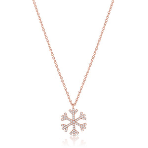 14K Gold & Diamond Snowflake Necklace