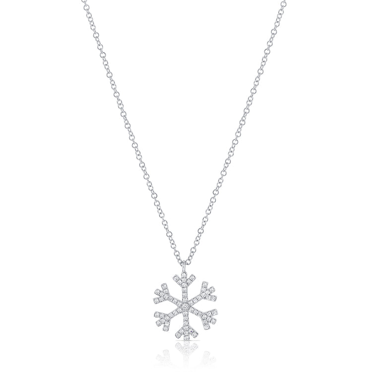 14K Gold & Diamond Snowflake Necklace - 0.17ct