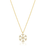 14K Gold & Diamond Snowflake Necklace - 0.17ct