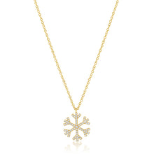 Load image into Gallery viewer, 14K Gold &amp; Diamond Snowflake Necklace