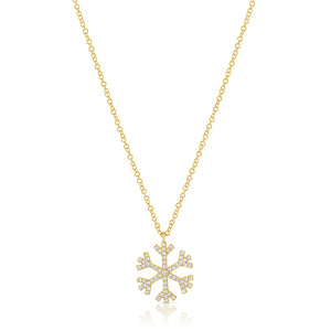 14K Gold & Diamond Snowflake Necklace