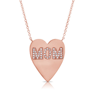 14K Gold & Diamond Mom Heart Necklace