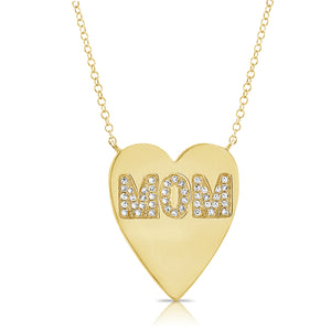 14K Gold & Diamond Mom Heart Necklace