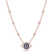 Load image into Gallery viewer, 14k Gold Sapphire &amp; Diamond Evil Eye Necklace