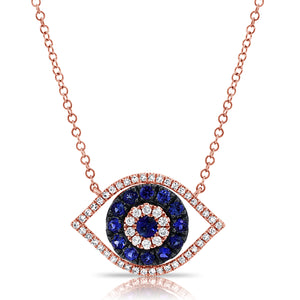 14k Gold & Diamond Evil Eye Necklace