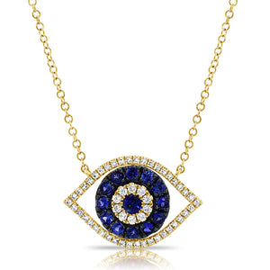 14k Gold & Diamond Evil Eye Necklace