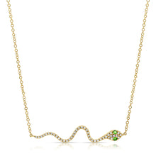 Load image into Gallery viewer, 14K Gold Diamond &amp; Tsavorite Snake Necklace