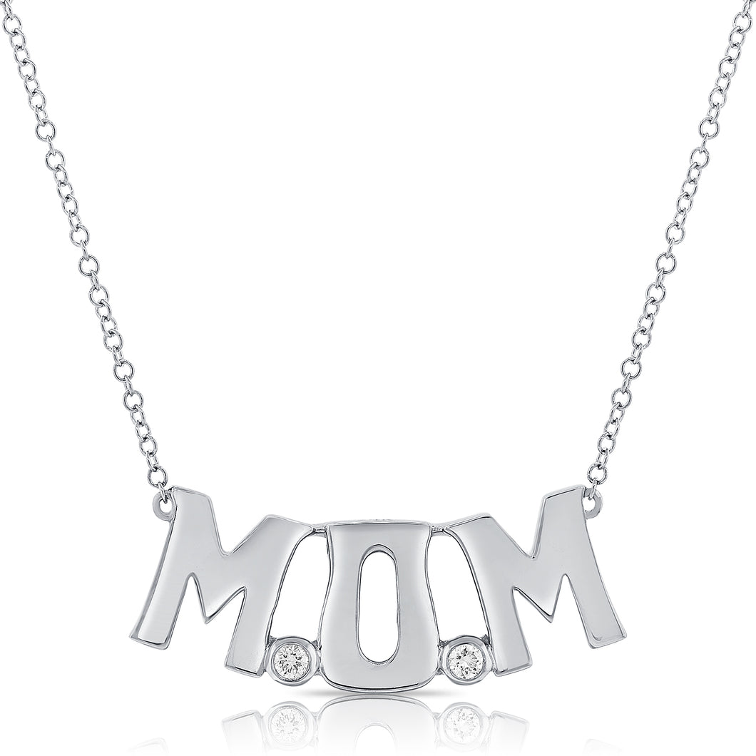 14k Gold & Diamond Mom Necklace