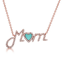Load image into Gallery viewer, 14K Gold Turquoise &amp; Diamond Mom Necklace