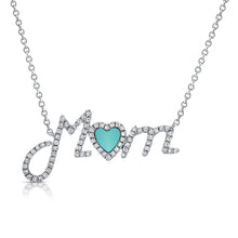 Load image into Gallery viewer, 14K Gold Turquoise &amp; Diamond Mom Necklace