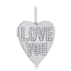 14k Gold & Diamond Heart Charm Locket