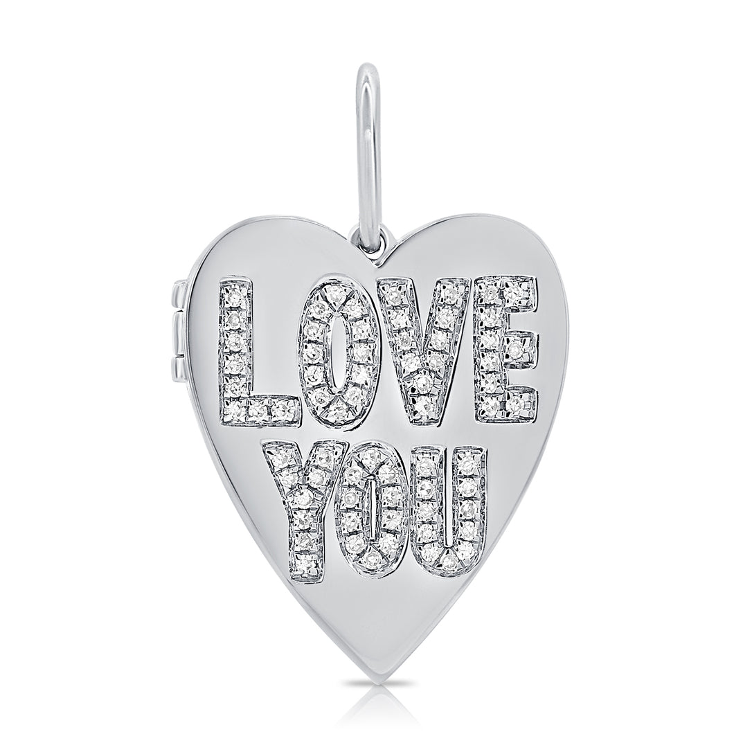 14k Gold & Diamond Heart Charm Locket
