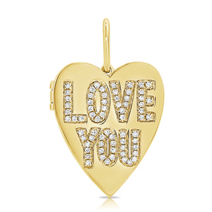 14k Gold & Diamond Heart Charm Locket