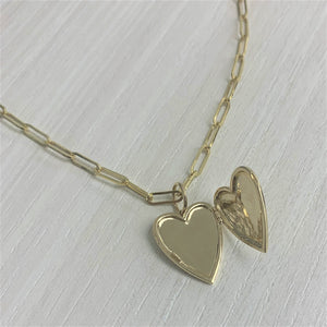 14k Gold & Diamond Heart Charm Locket