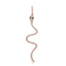 Load image into Gallery viewer, 14k Gold Tsavorite &amp; Diamond Snake Charm