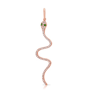 14k Gold Tsavorite & Diamond Snake Charm