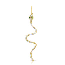 Load image into Gallery viewer, 14k Gold Tsavorite &amp; Diamond Snake Charm