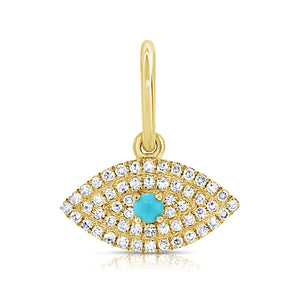 14k Gold & Diamond Evil Eye Charm