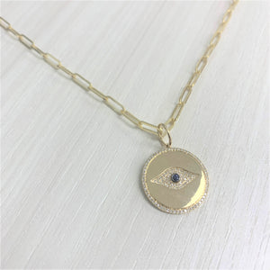 14k Gold & Diamond Evil Eye Charm