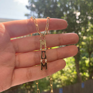 14k Gold & Diamond Mom Charm
