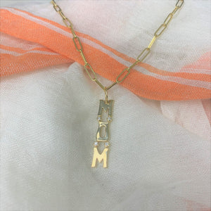 14k Gold & Diamond Mom Charm