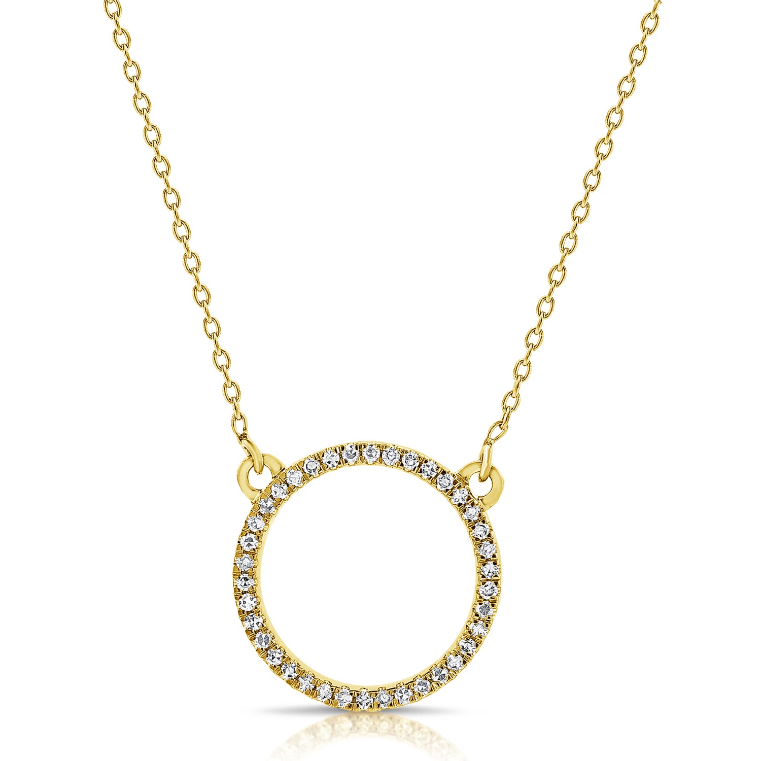14K Gold & Diamond Open Circle Pendant - 0.13ct