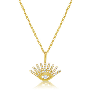 14k Gold & Diamond Evil Eye Necklace