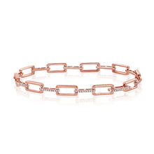 Load image into Gallery viewer, 14k Gold &amp; Diamond Rectangle Link Bracelet
