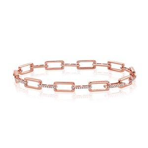 14k Gold & Diamond Rectangle Link Bracelet